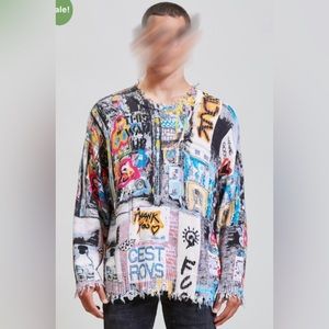 R13 Graffiti-print Long-sleeve Top In Graffiti Print. Size medium.